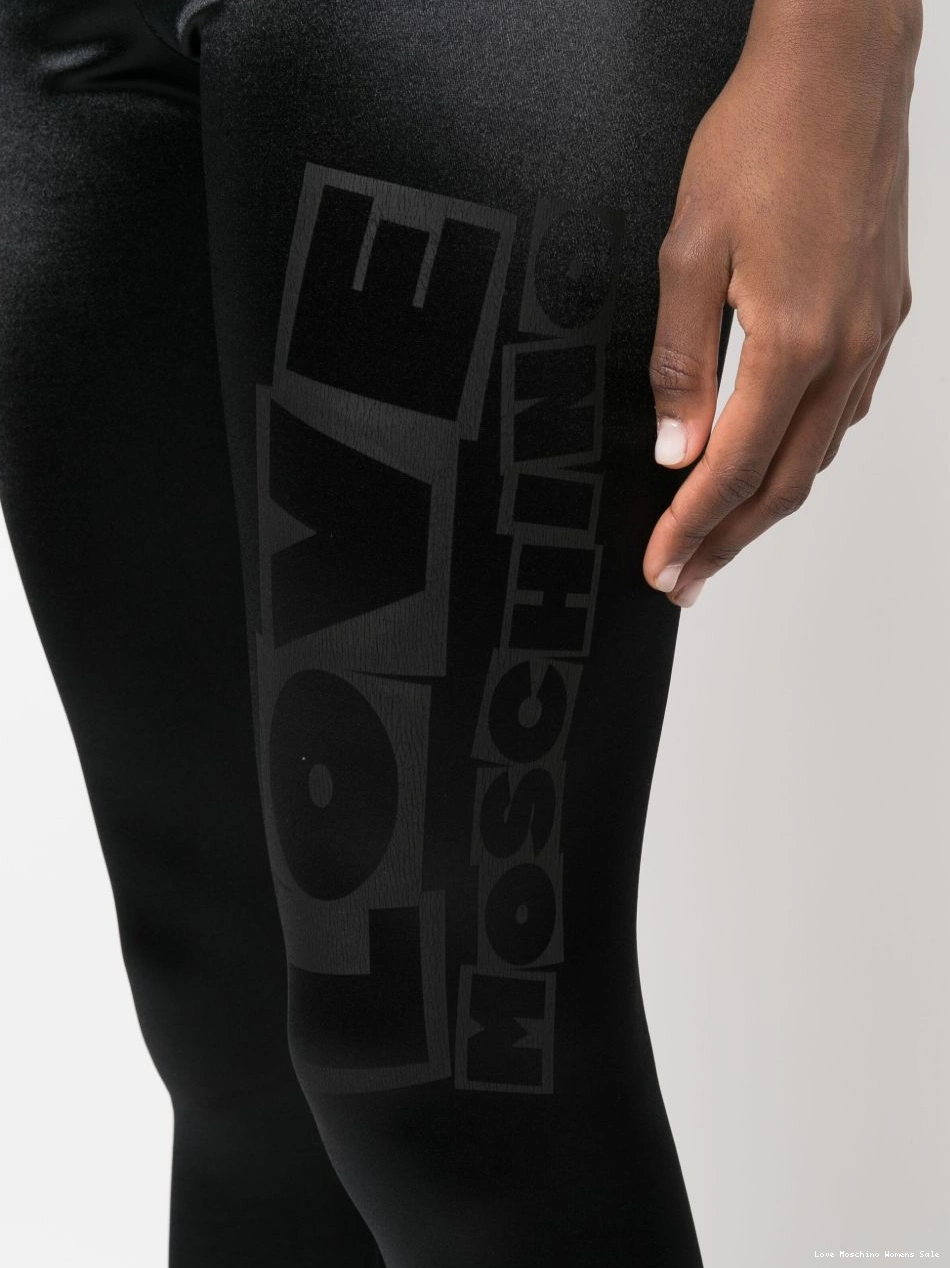 Cheap satin-finish leggings Women Love logo Moschino print 0324